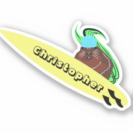 Naughty Squirrel #693 Surfing Sticker (Voorkant)