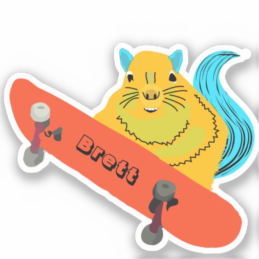 Naughty Squirrel #704 Brett Skateboarding Sticker (Voorkant)
