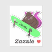 Naughty Squirrel #708 Brett Skateboarding Sticker (Vel)