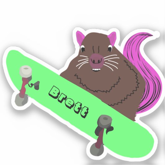Naughty Squirrel #708 Brett Skateboarding Sticker (Voorkant)