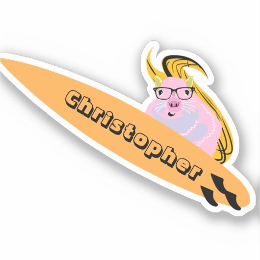 Naughty Squirrel #719 Surfing Sticker (Voorkant)