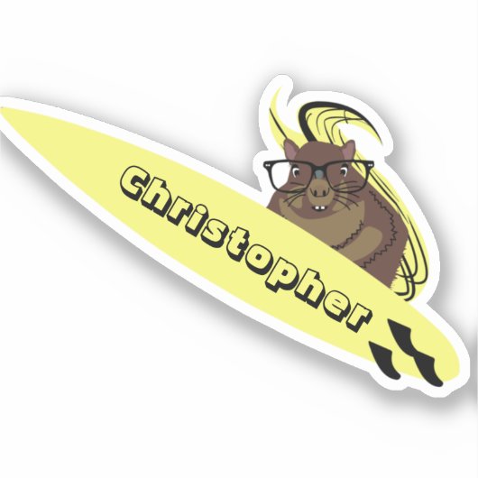 Naughty Squirrel #768 Surfing Sticker (Voorkant)