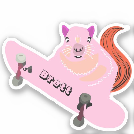 Naughty Squirrel #798 Brett Skateboarding Sticker (Voorkant)