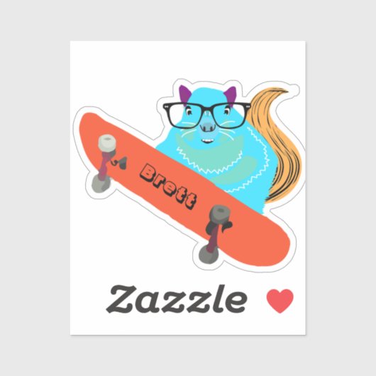 Naughty Squirrel #801 Brett Skateboarding Sticker (Vel)