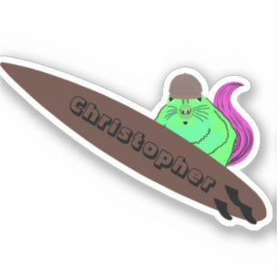Naughty Squirrel #816 Surfing Sticker