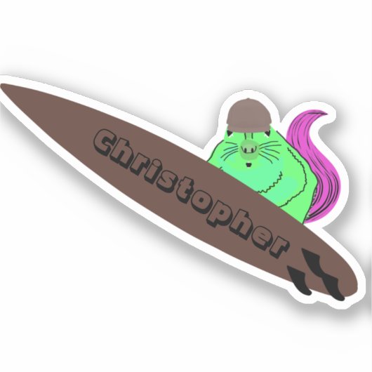 Naughty Squirrel #816 Surfing Sticker (Voorkant)