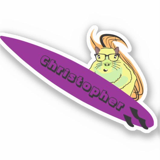 Naughty Squirrel #820 Surfing Sticker (Voorkant)
