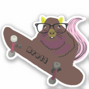 Naughty Squirrel #821 Brett Skateboarding Sticker