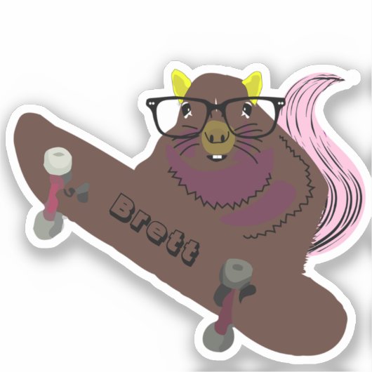 Naughty Squirrel #821 Brett Skateboarding Sticker (Voorkant)