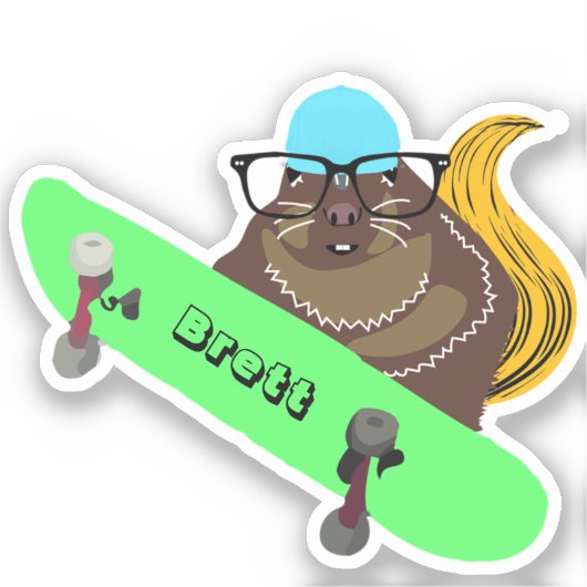 Naughty Squirrel #837 Brett Skateboarden Sticker (Voorkant)