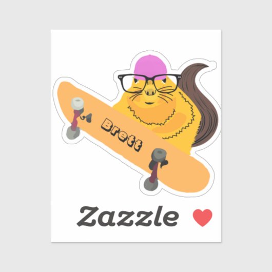 Naughty Squirrel #886 Brett Skateboarden Sticker (Vel)