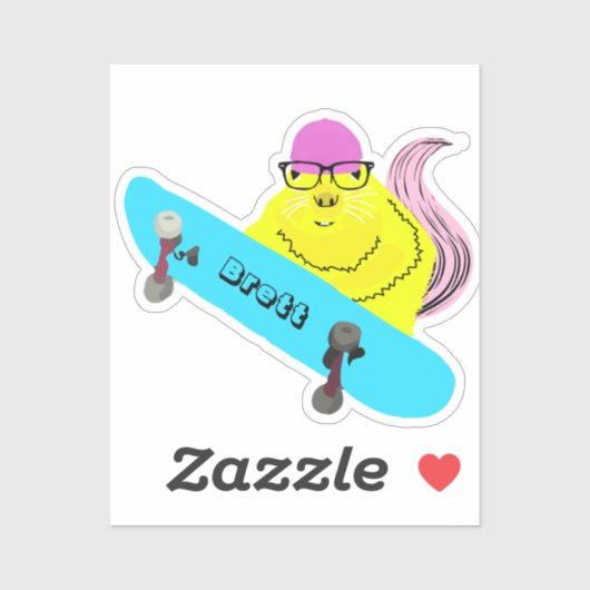 Naughty Squirrel #893 Brett Skateboarding Sticker (Vel)