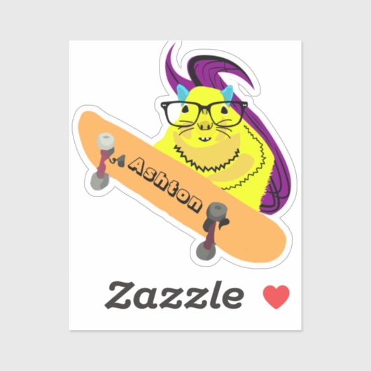 Naughty Squirrel #944 Aangepaste naam Schaats stic Sticker (Vel)