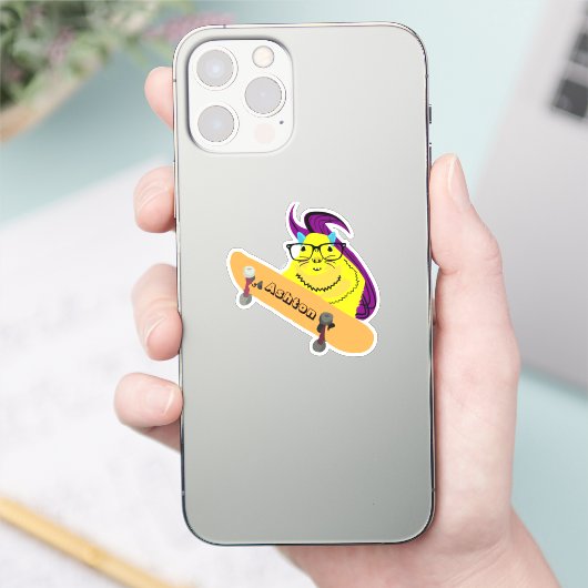 Naughty Squirrel #944 Aangepaste naam Schaats stic Sticker (Telefoon)