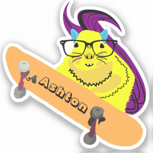 Naughty Squirrel #944 Aangepaste naam Schaats stic Sticker (Voorkant)