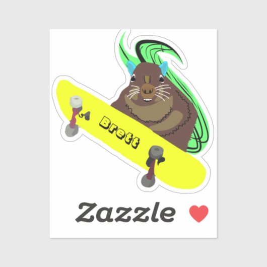 Naughty Squirrel #944 Brett Skateboarden Sticker (Vel)