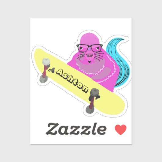 Naughty Squirrel #963 Schaats Aangepaste naam Sticker (Vel)