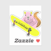 Naughty Squirrel #968 Schaats Aangepaste naam Sticker (Vel)