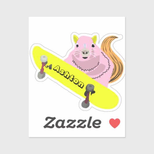 Naughty Squirrel #968 Schaats Aangepaste naam Sticker (Vel)