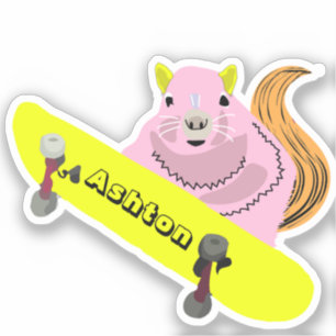 Naughty Squirrel #968 Schaats Aangepaste naam Sticker
