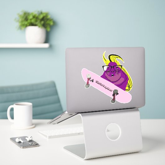 Naughty Squirrel #96 Skateboarden Sticker (Laptop op bureau)