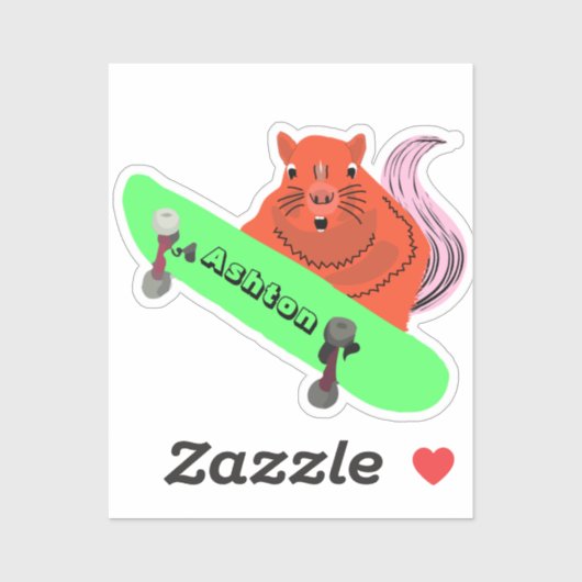 Naughty Squirrel #972 Schaats Aangepaste naam Sticker (Vel)