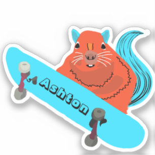 Naughty Squirrel #974 Custom Name Skate Sticker