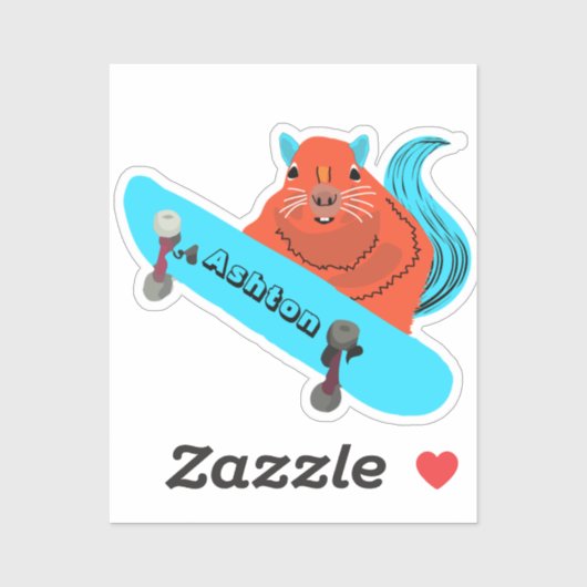 Naughty Squirrel #974 Schaats Aangepaste naam Sticker (Vel)