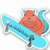 Naughty Squirrel #974 Schaats Aangepaste naam Sticker (Voorkant)