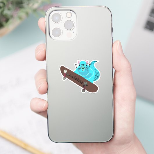 Naughty Squirrel #985 Schaats Aangepaste naam Sticker (Telefoon)