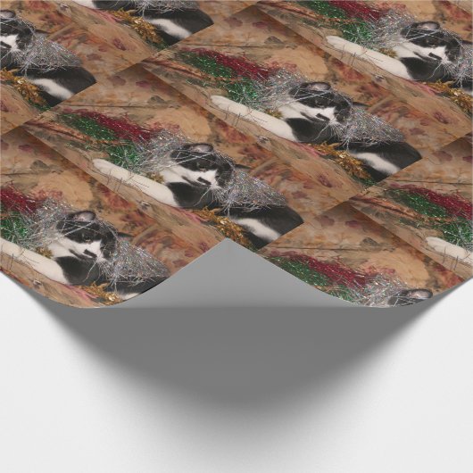 Naughty tuxedo kat Kerstmis Cadeaupapier (Hoek)