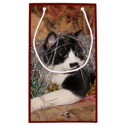 Naughty tuxedo kat Kerstmis Klein Cadeauzakje (Achterkant)