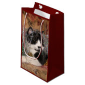 Naughty tuxedo kat Kerstmis Klein Cadeauzakje (Voorkant Gekanteld)