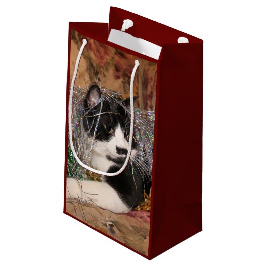 Naughty tuxedo kat Kerstmis Klein Cadeauzakje (Achterkant Gekanteld)