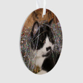 Naughty tuxedo kat Kerstmis Ornament (voorkant)