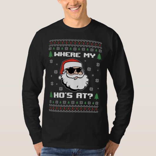 Naughty Ugly kerstSweater Funny Adult Where's T-shirt (Voorkant)
