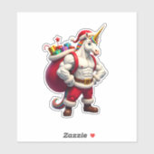 Naughty Unicorn Pun Funny Family Christmas Morning Sticker (Vel)