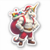 Naughty Unicorn Pun Funny Family Christmas Morning Sticker (Voorkant)