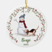 Naughty Waterverf Beagle Dog Photo Memory Keramisch Ornament (Voorkant)