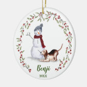 Naughty Waterverf Beagle Dog Photo Memory Keramisch Ornament (Links)