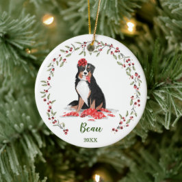 Naughty Waterverf Burnese Dog Photo Memory Keramisch Ornament