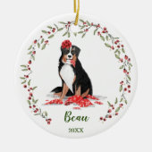 Naughty Waterverf Burnese Dog Photo Memory Keramisch Ornament (Voorkant)