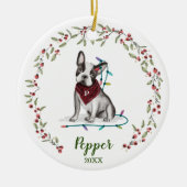 Naughty Waterverf French Bulldog Photo Memory Keramisch Ornament (Voorkant)