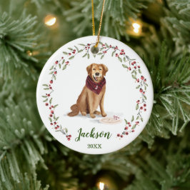 Naughty Waterverf Golden Retriever Photo Memory Keramisch Ornament