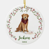 Naughty Waterverf Golden Retriever Photo Memory Keramisch Ornament (Voorkant)