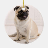 Naughty Waterverf Pug Dog Photo Memory Keramisch Ornament (Achterkant)