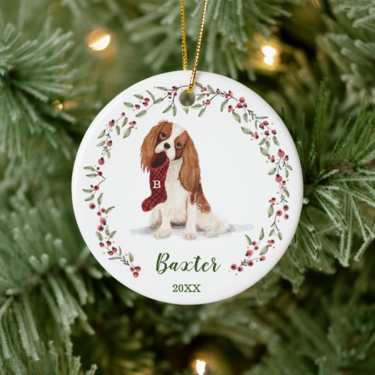 Naughty Waterverf Spaniel Dog Photo Memory Keramisch Ornament (Boom)