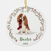 Naughty Waterverf Spaniel Dog Photo Memory Keramisch Ornament (Voorkant)