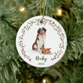 Naughty Waterverf St Bernard Dog Photo Memory Keramisch Ornament