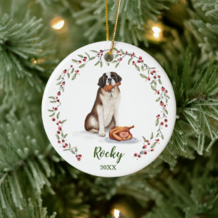 Naughty Waterverf St Bernard Dog Photo Memory Keramisch Ornament